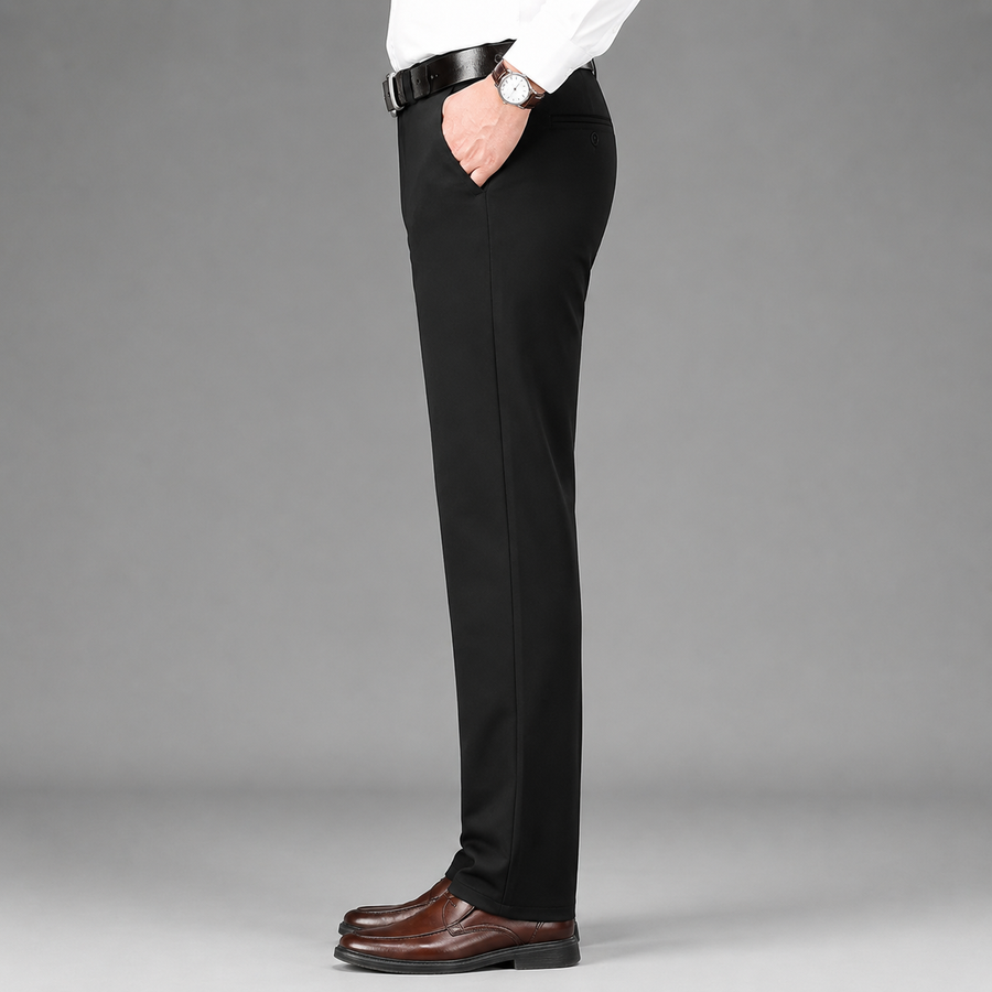 Men's straight-leg flat-front formal trousers