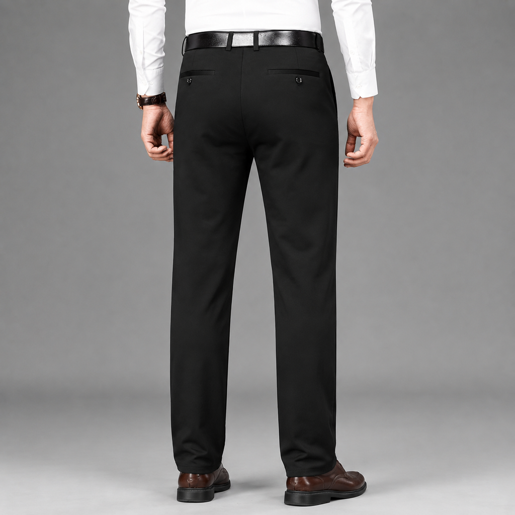 Men's straight-leg flat-front formal trousers