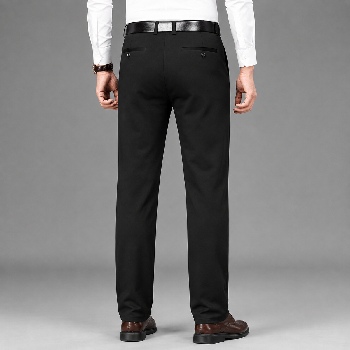 Men's straight-leg flat-front formal trousers