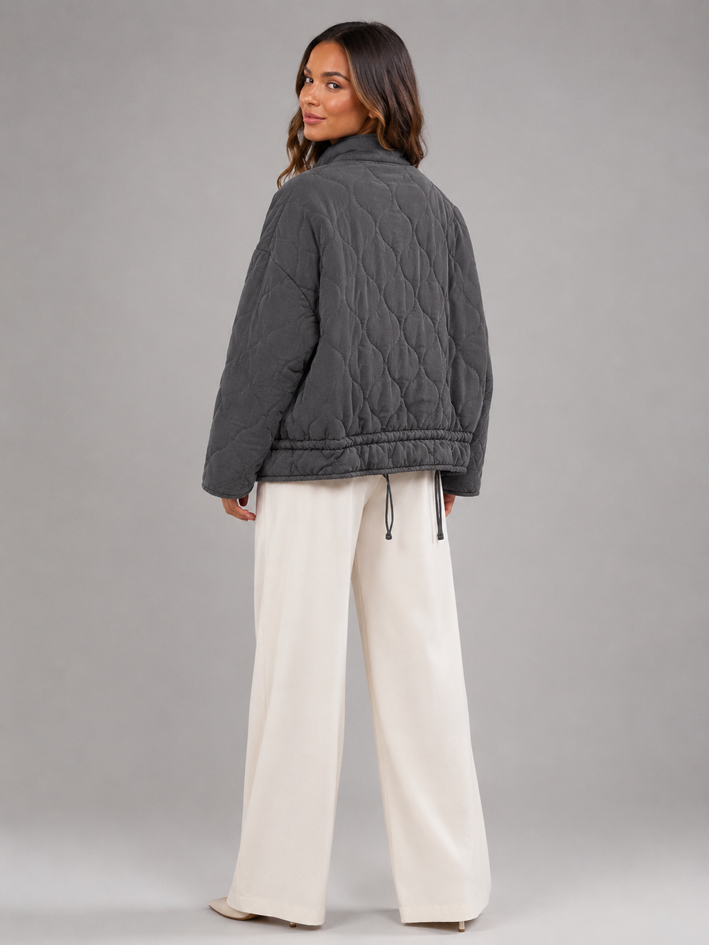 Women's quilted utility jacket with patch pockets