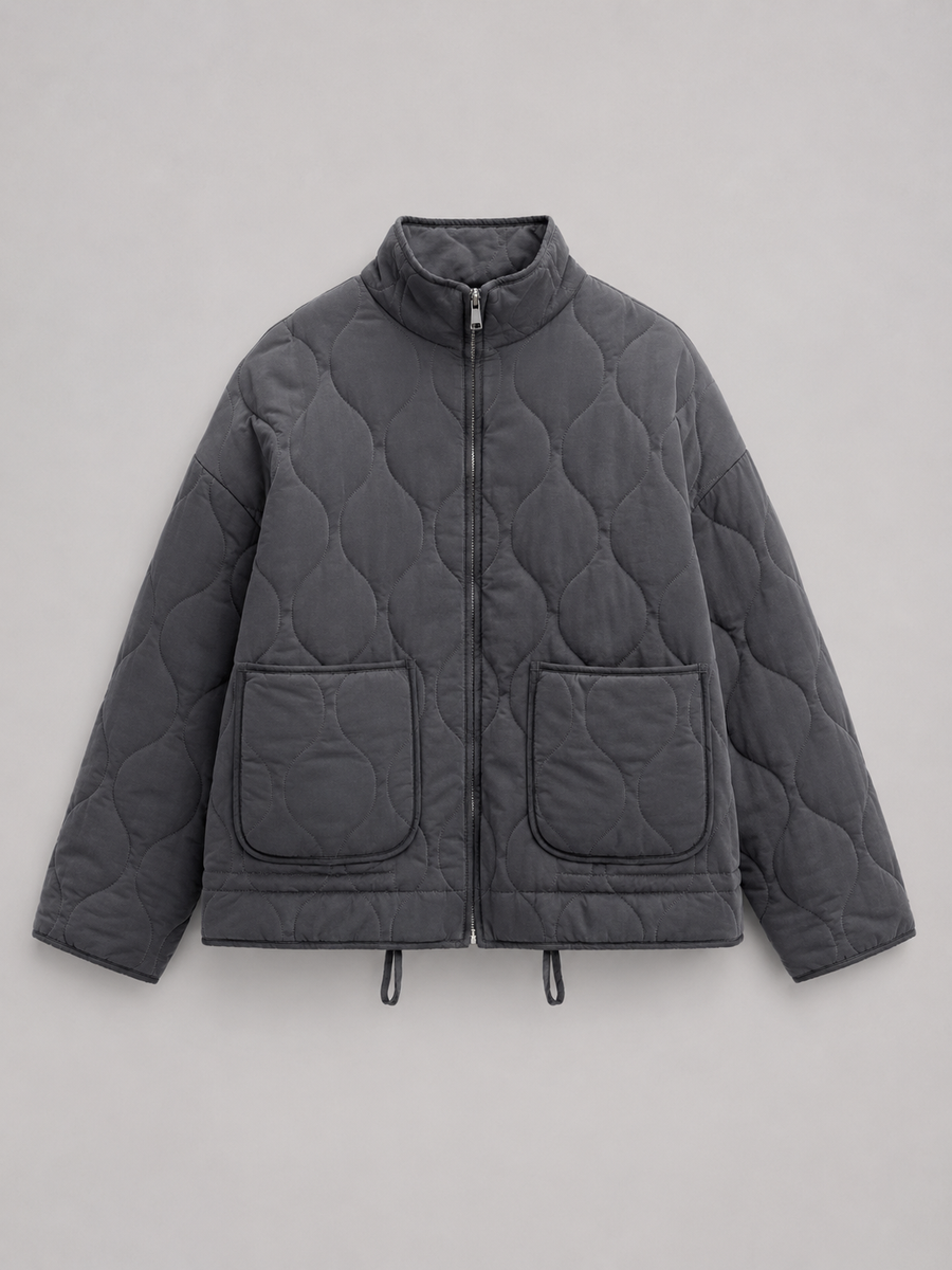 Women's quilted utility jacket with patch pockets
