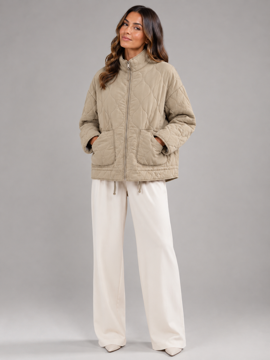 Women's quilted utility jacket with patch pockets
