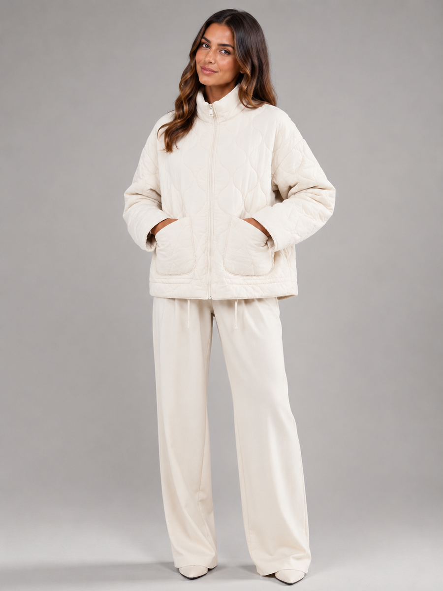 Women's quilted utility jacket with patch pockets