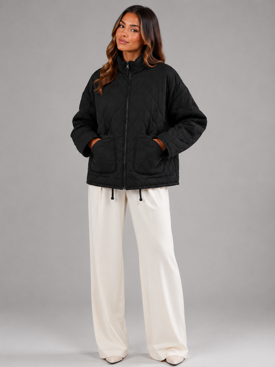 Women's quilted utility jacket with patch pockets