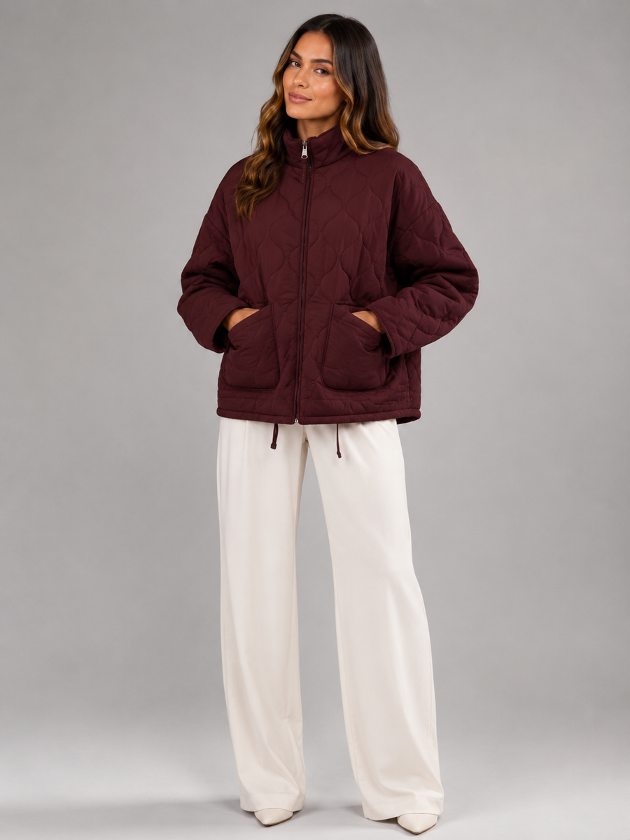 Women's quilted utility jacket with patch pockets