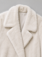 Women's full-length faux fur coat with a notch collar