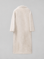 Women's full-length faux fur coat with a notch collar