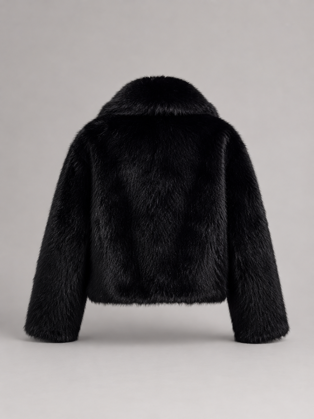 Women's cropped jacket with an oversized faux fur shawl collar