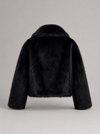 Women's cropped jacket with an oversized faux fur shawl collar