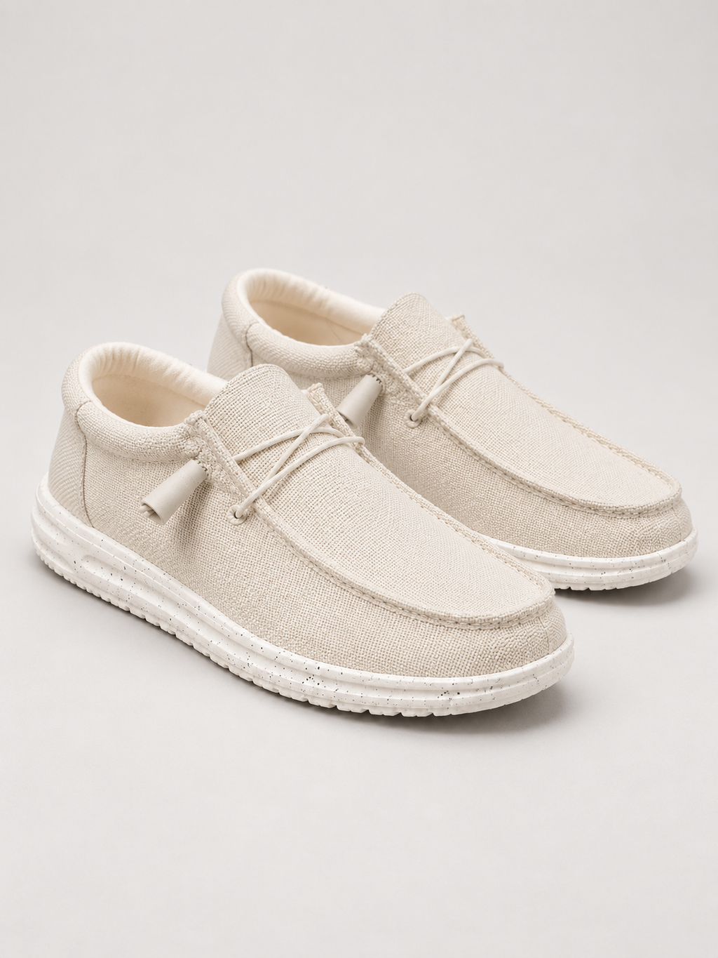 Men's linen-look slip-on loafers with elastic lace