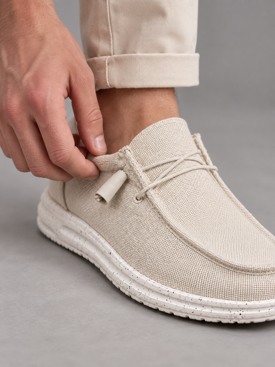 Men's linen-look slip-on loafers with elastic lace