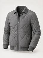 Men's diamond quilted bomber jacket with point collar