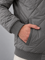Men's diamond quilted bomber jacket with point collar