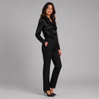 Women's draped neck satin blouse