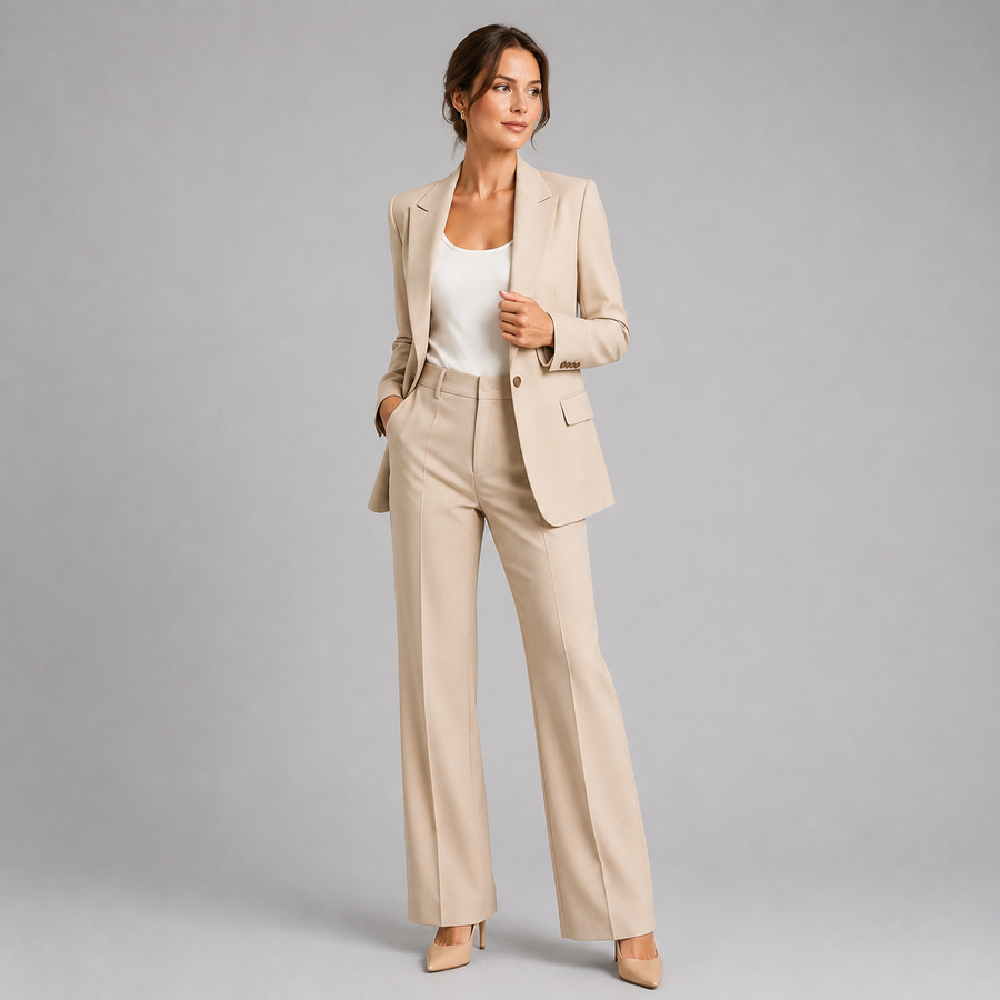 Women's tailored blazer and high-waist trouser suit set