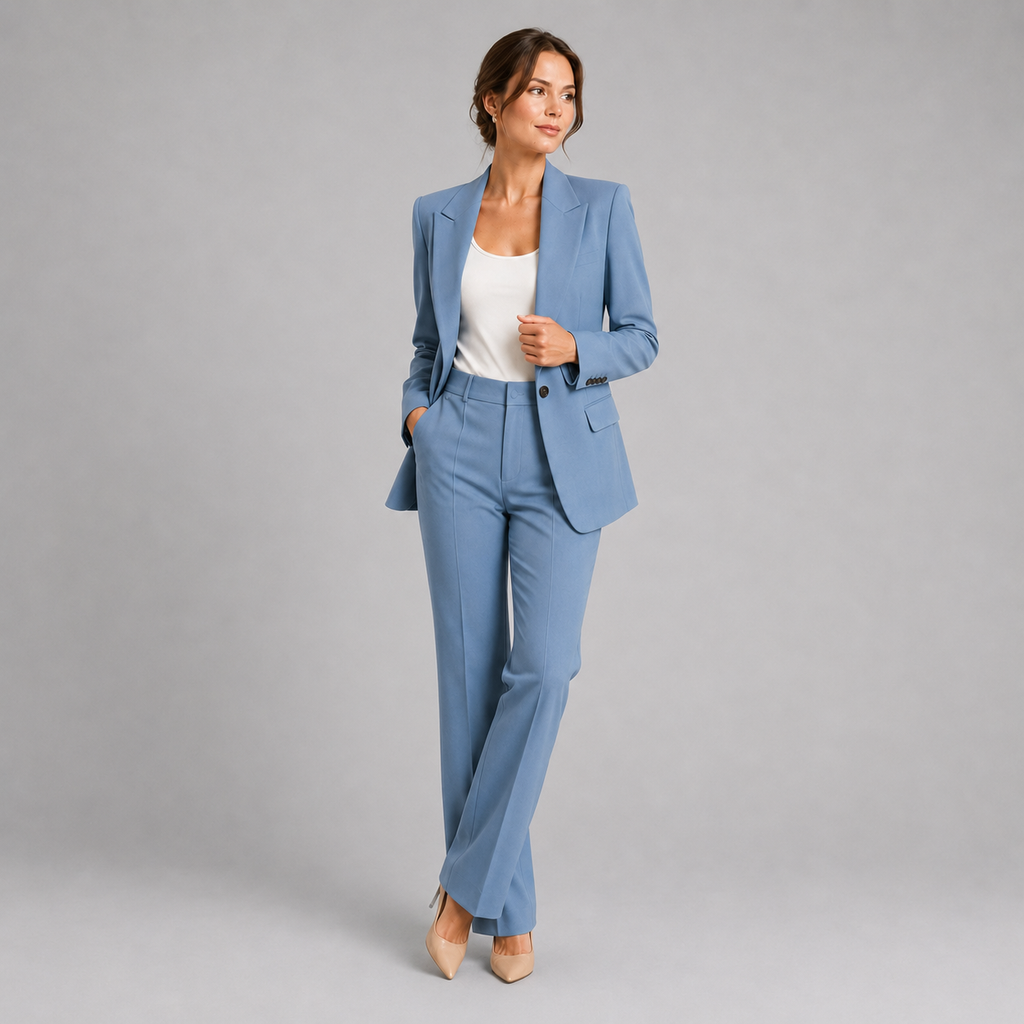 Women's tailored blazer and high-waist trouser suit set