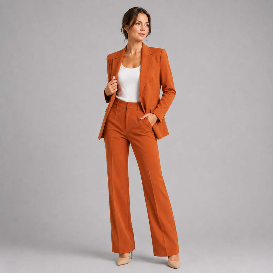 Women's tailored blazer and high-waist trouser suit set