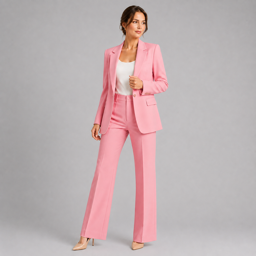 Women's tailored blazer and high-waist trouser suit set