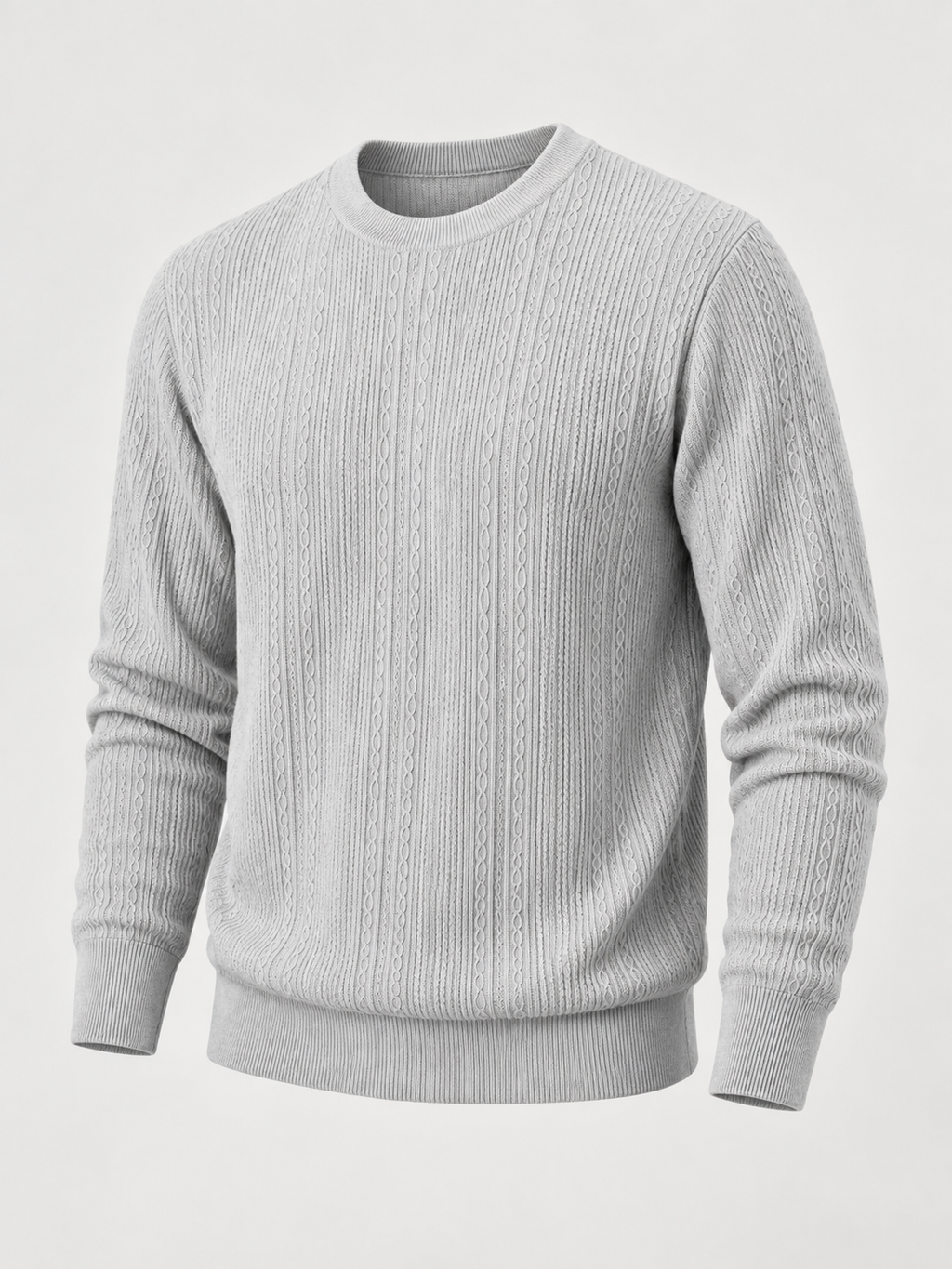 Men's cable knit crew neck jumper