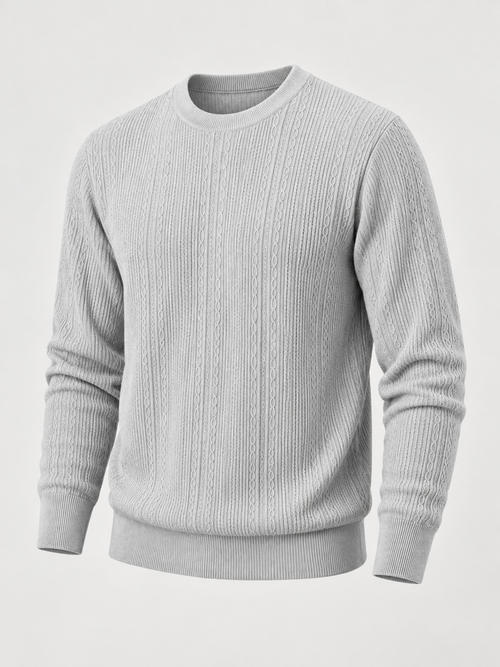 Men's cable knit crew neck jumper