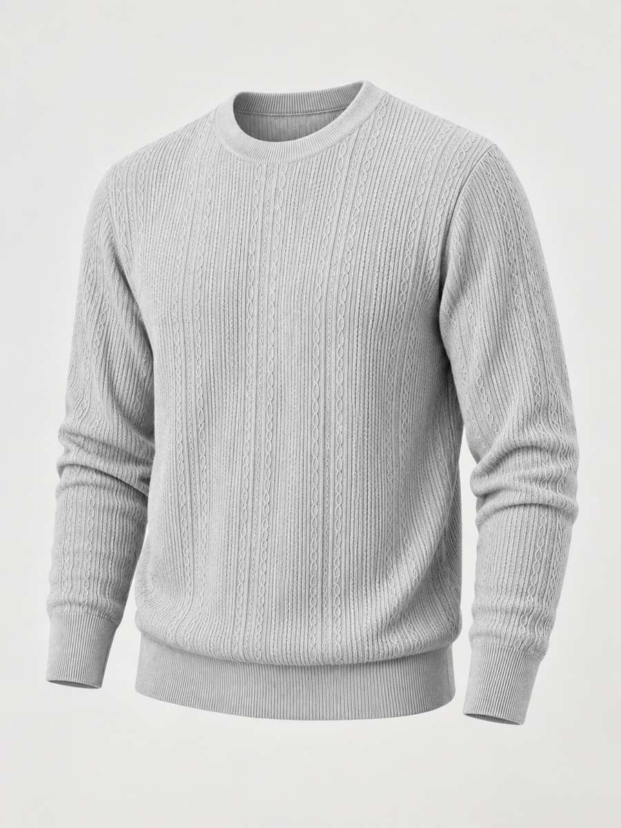 Men's cable knit crew neck jumper