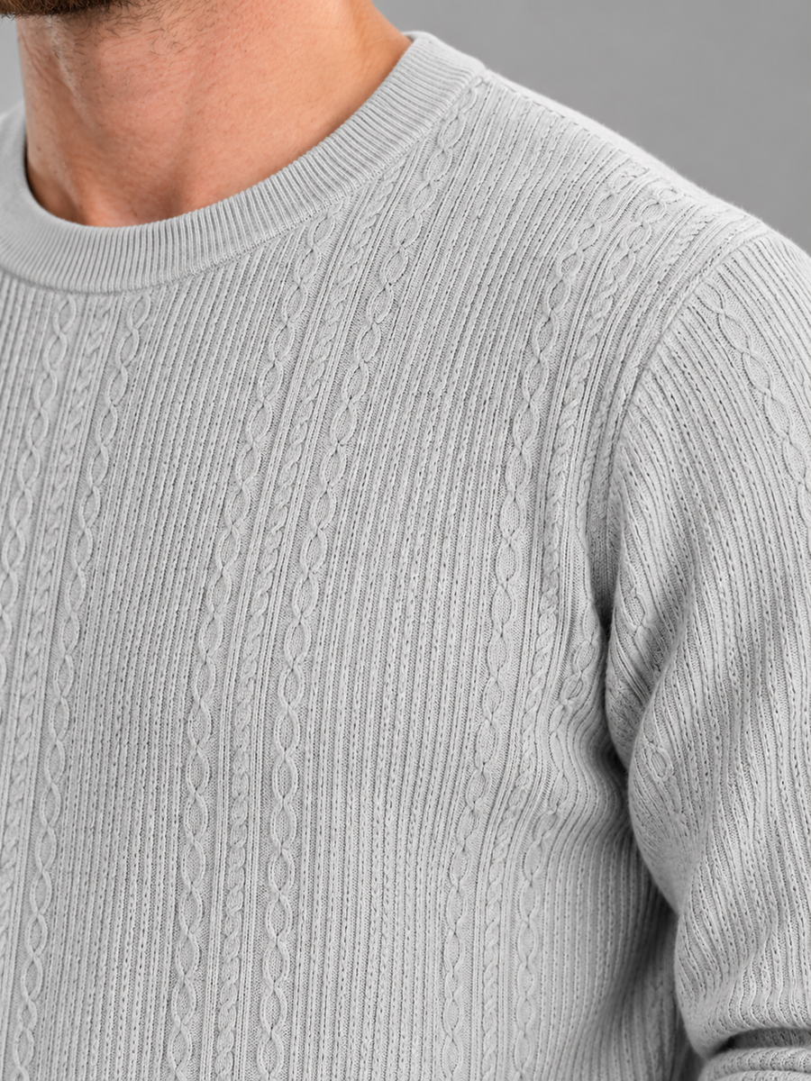 Men's cable knit crew neck jumper