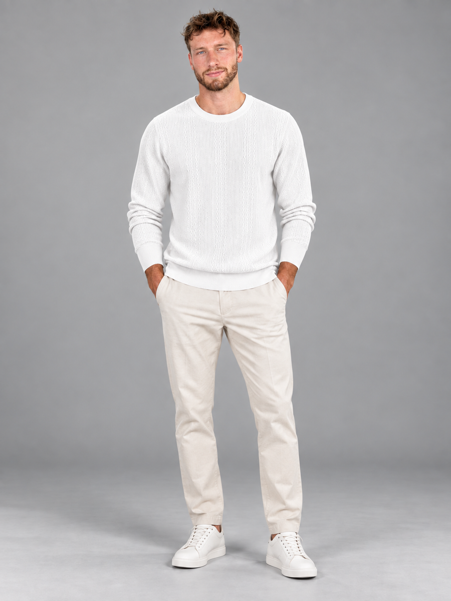 Men's cable knit crew neck jumper