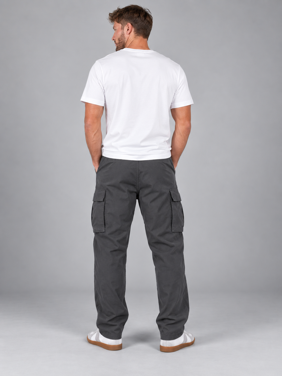 Men's relaxed fit drawstring waist cargo trousers