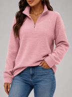Women's ribbed jumper with zip neck