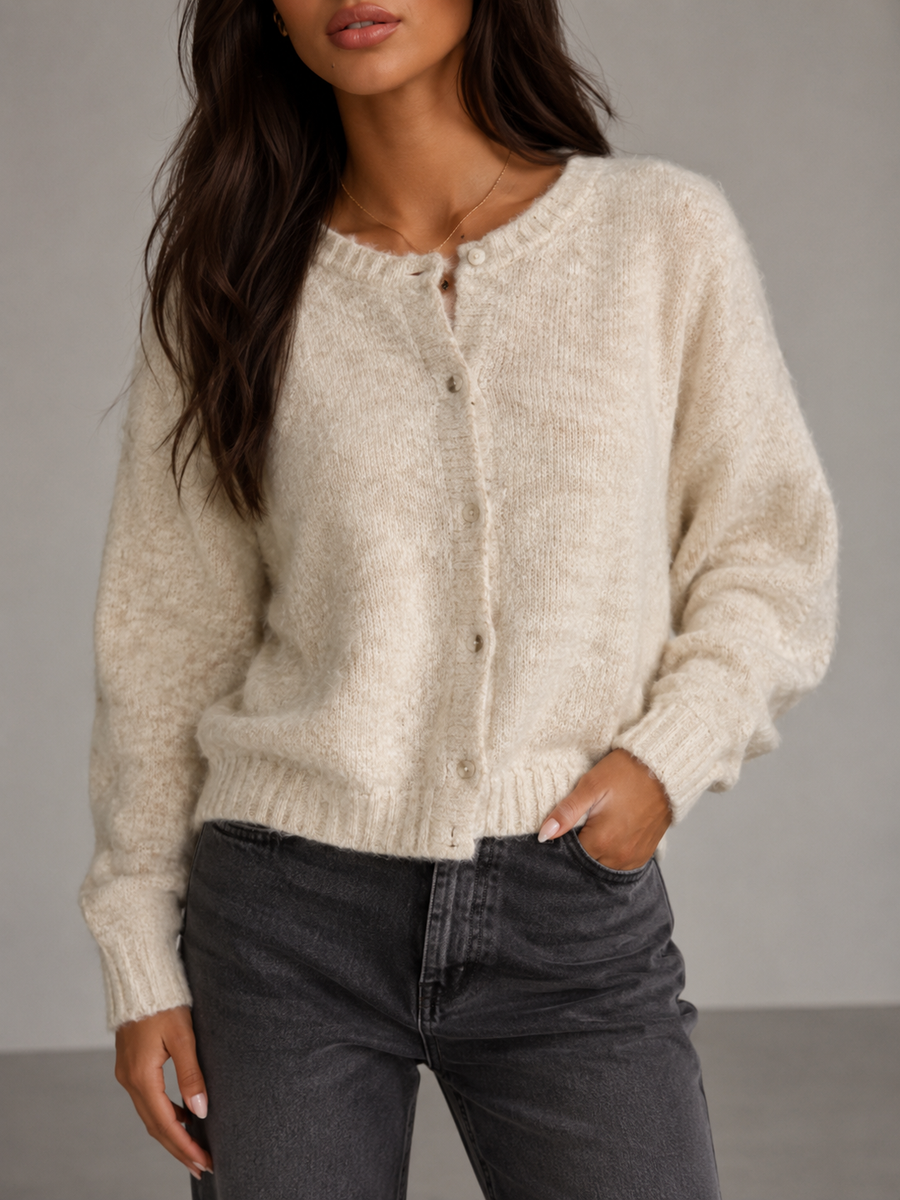 Women's button-up cardigan in a plush brushed knit