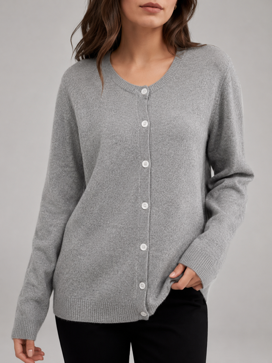 Women's button-up cardigan in a plush brushed knit