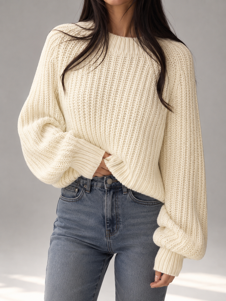 Women's oversized chunky knit jumper with dropped shoulders