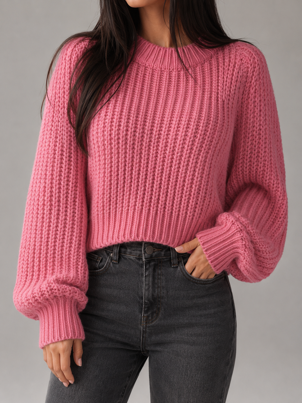 Women's oversized chunky knit jumper with dropped shoulders