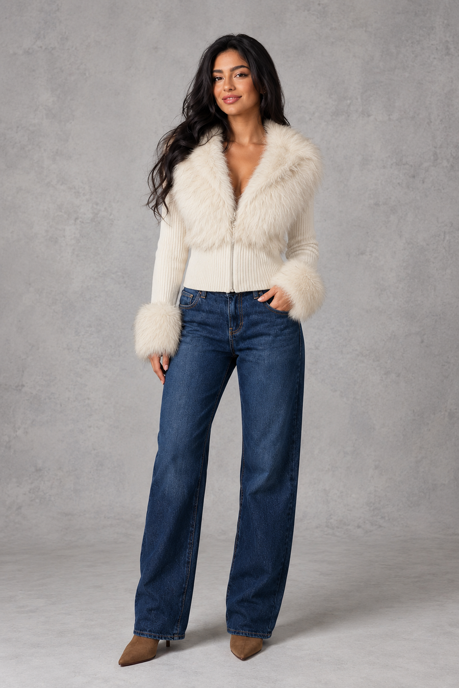 Women's Faux Fur Trim Coat | Marsden