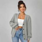 Women's V-neck button-front knit cardigan