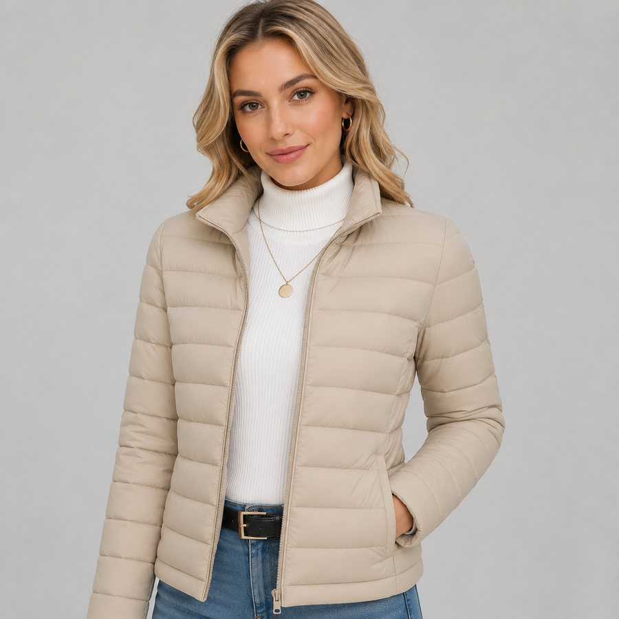 Women's lightweight stand collar puffer jacket