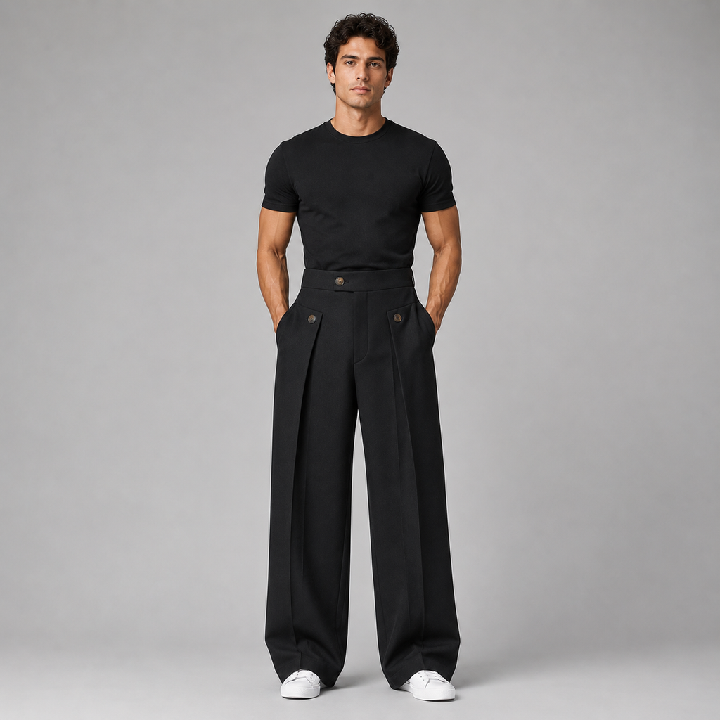 Men's wide-leg trousers with front pleats