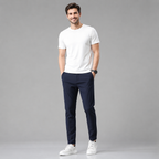 Men's slim fit stretch straight-leg trousers