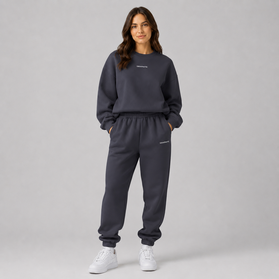 Women's embroidered sweatshirt and jogger tracksuit set