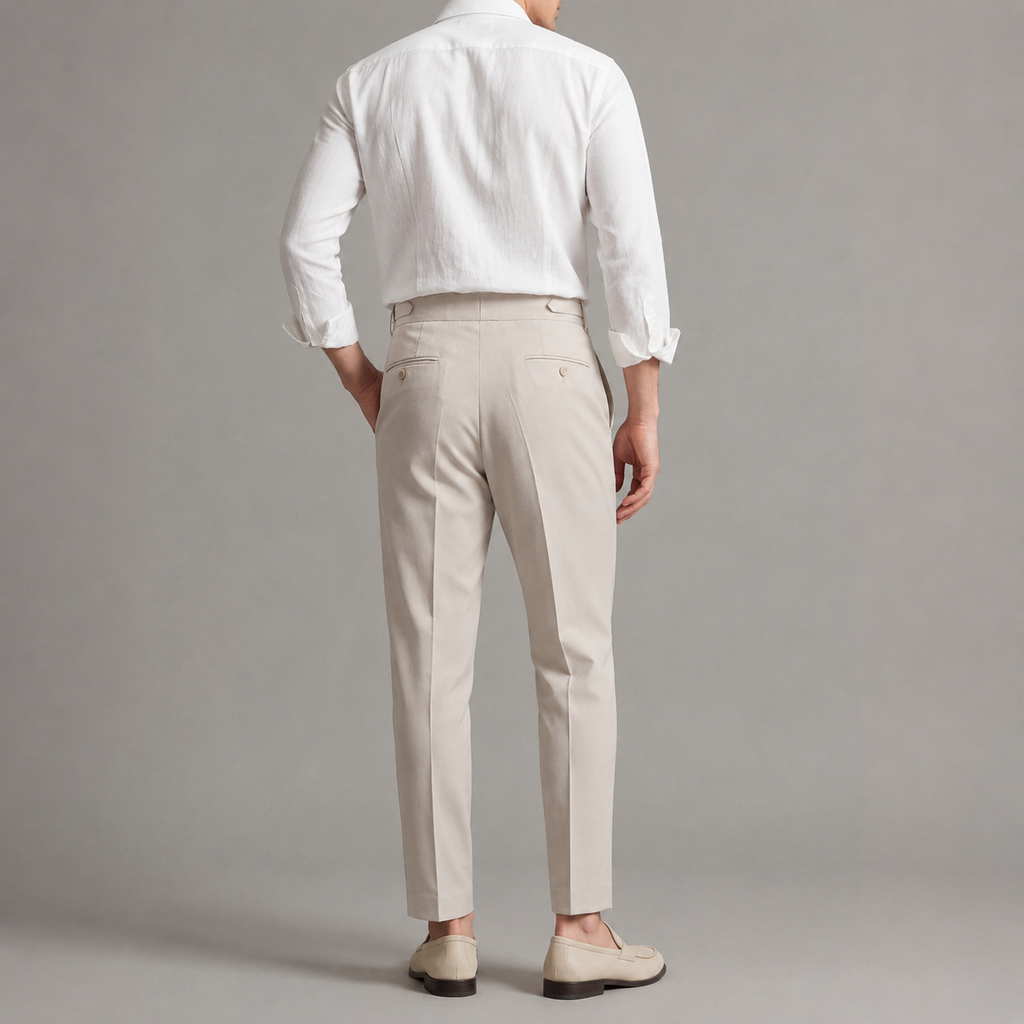 Men's tailored fit single-pleat trousers