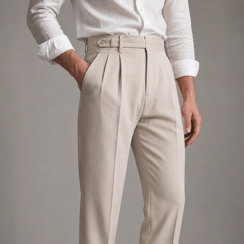 Men's tailored fit single-pleat trousers