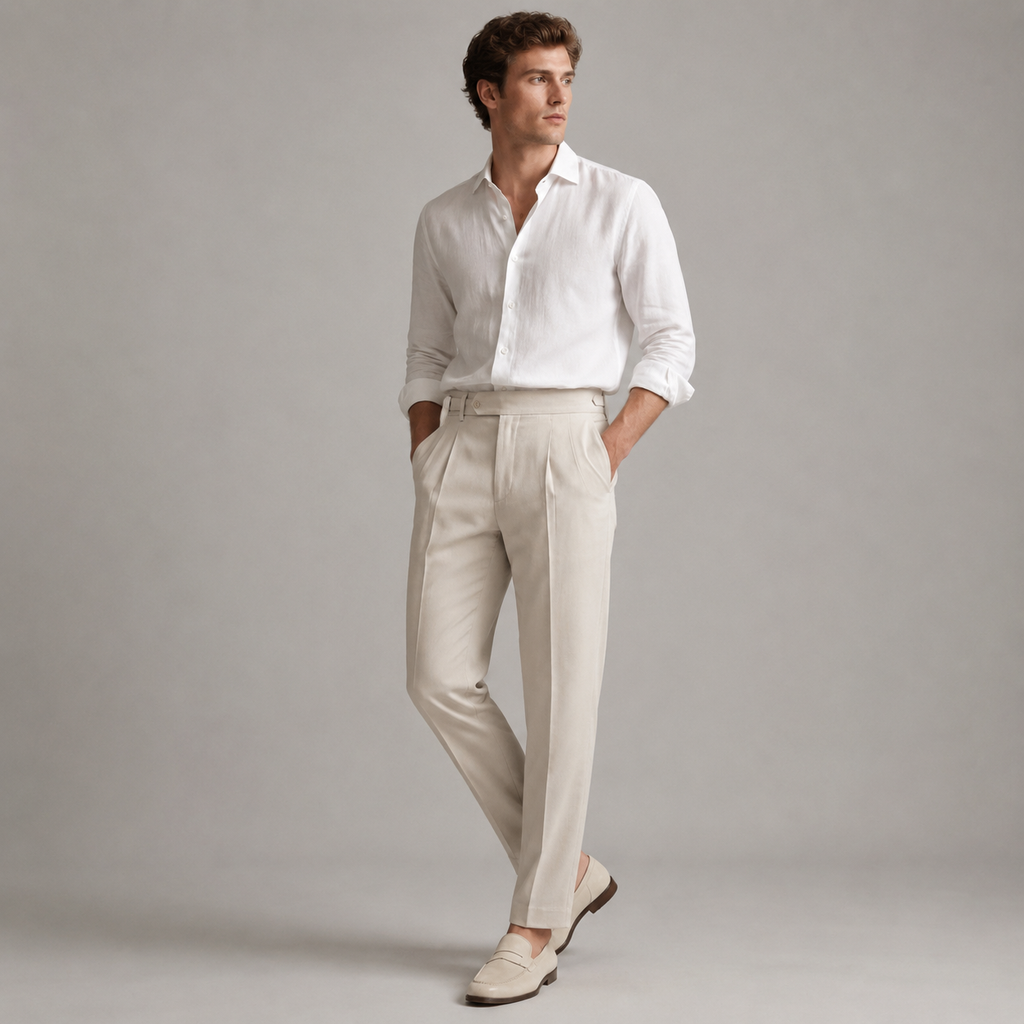 Men's tailored fit single-pleat trousers