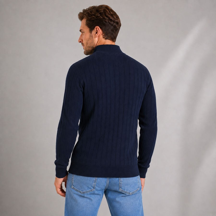 Men's ribbed funnel neck quarter-zip jumper