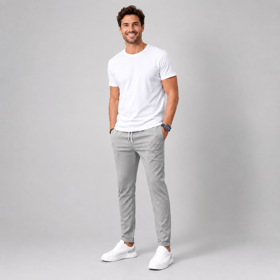 Men's slim fit tapered drawstring trousers