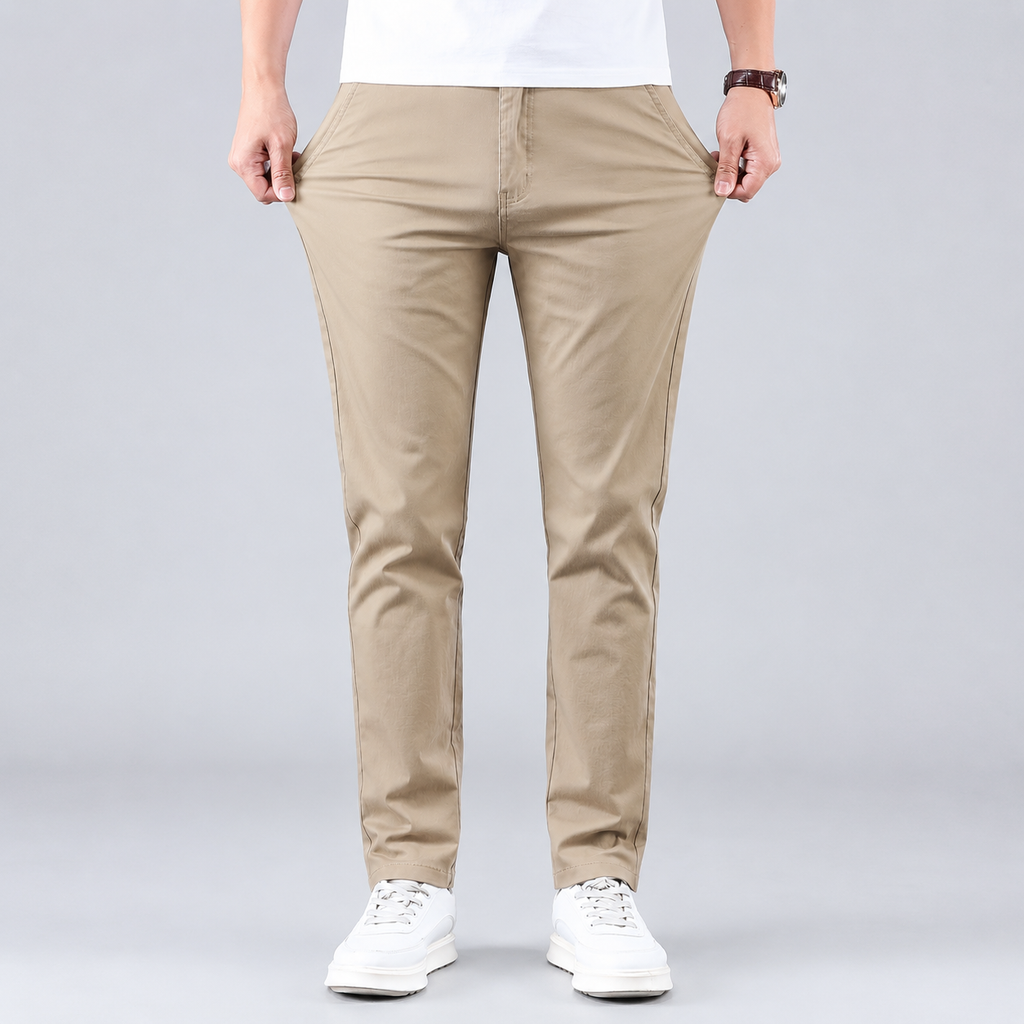 Men's slim fit straight-leg cotton-blend work trousers