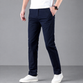 Men's slim fit straight-leg cotton-blend work trousers
