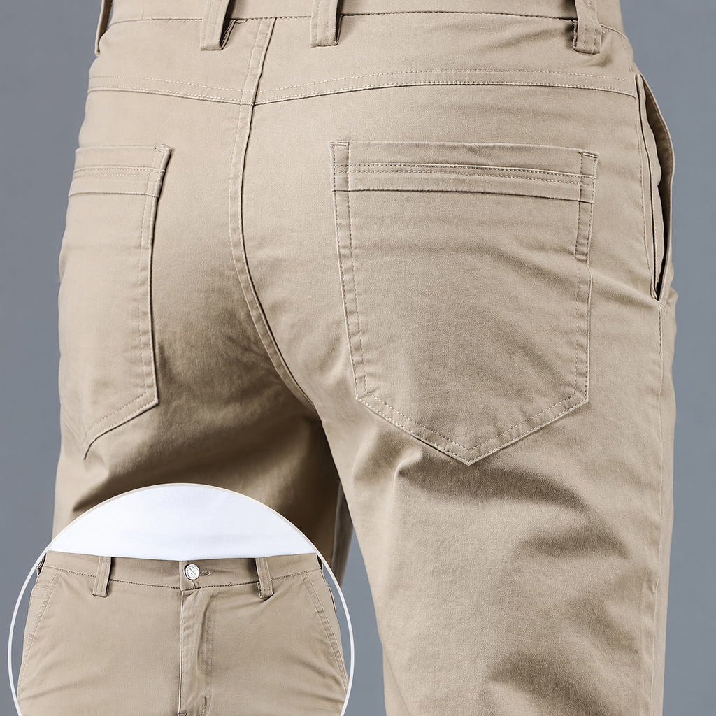 Men's slim fit straight-leg cotton-blend work trousers