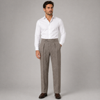 Men's high-waist herringbone pleated trousers