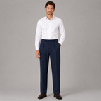 Men's high-waist herringbone pleated trousers