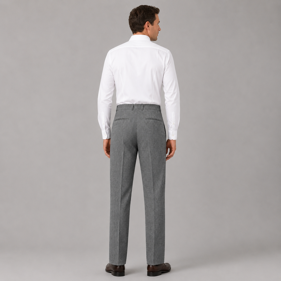 Men's high-waist herringbone pleated trousers
